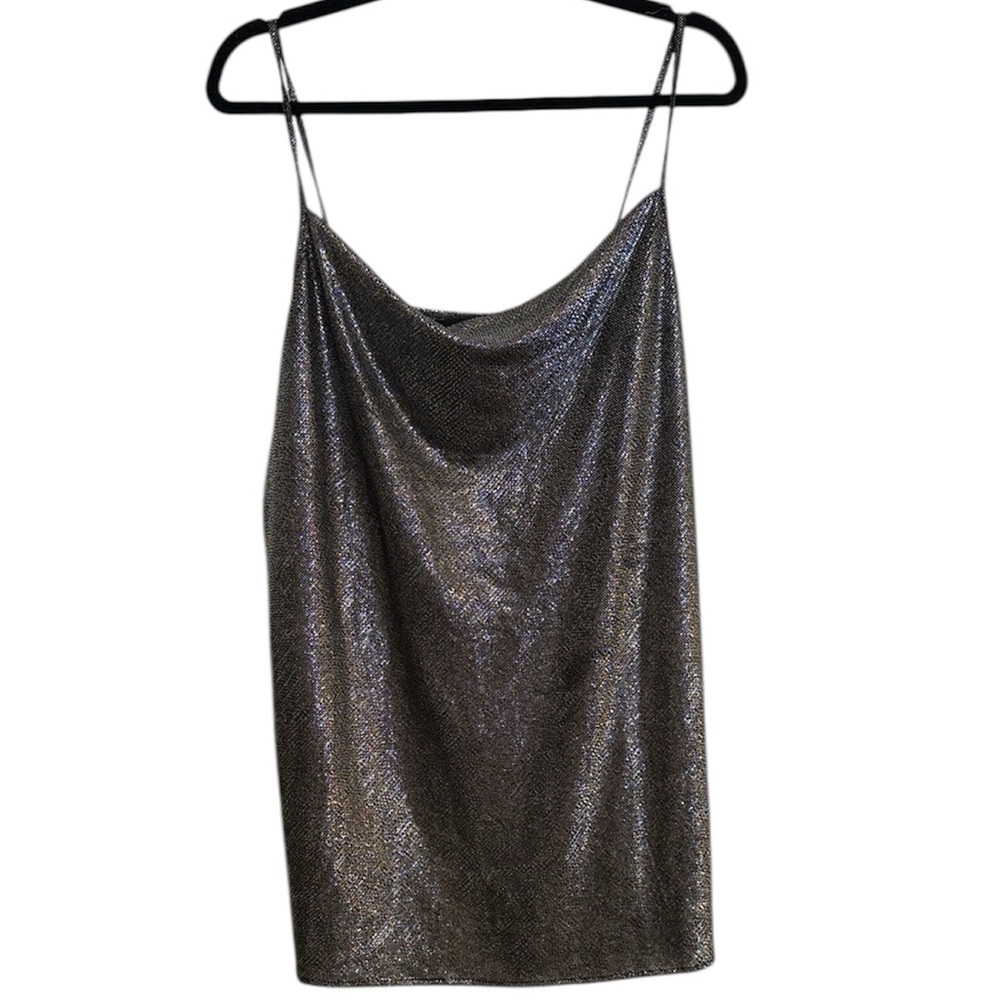 🖤 Zara Basic Silver and Black Cowl Neckline Sleeveless Top